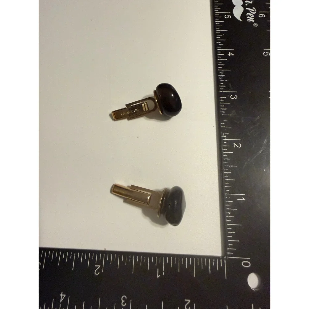 Vintage Swank Gold Tone Black Onyx Pebble Cabochon Cufflinks Pat 2920365 Mid Mod